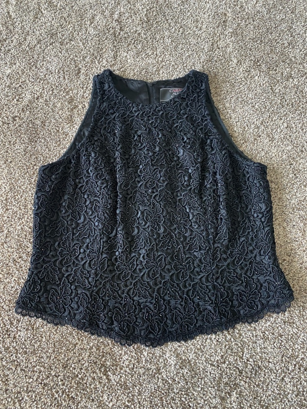 Black Lace Sleeveless Evening Top